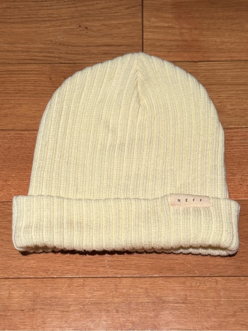 Neff Light Cream Ribbed Cuffed Beanie